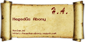 Hegedűs Abony névjegykártya